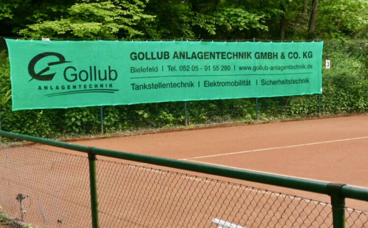 Gollub Anlagentechnik Bielefeld_Sponsoring Banner Tennis_THC Gelb-Weiß Bielefeld